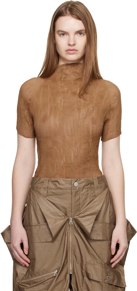 Женский топ Issey Miyake Chiffon Twist 3, бежевый