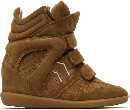 Женские высокие кроссовки Isabel Marant Bekett, коньячные