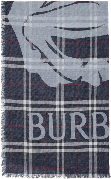 Женский шарф Burberry EKD из шерсти и шелка, синий