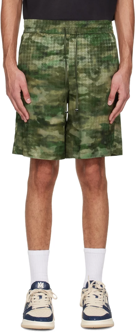Шорты AMIRI Green MA Quad Camo из натурального камуфляжа