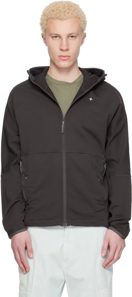 Мужское худи Stone Island 6100069, стрейч-хлопок, графит