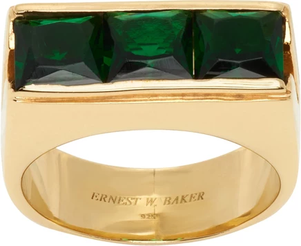 Мужское кольцо Ernest W. Baker Three Stone, зеленый камень