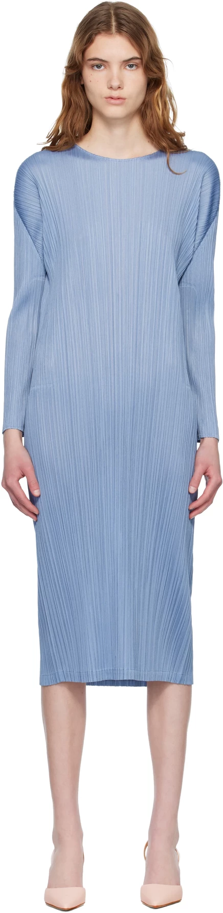 Женское миди-платье PLEATS PLEASE плиссированное, голубое