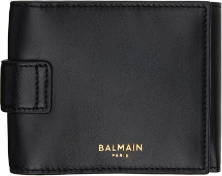 Мужской тройной кошелек Balmain из ягнячьей кожи, черный