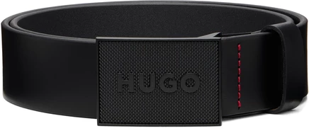 Мужской ремень Hugo из кожи буйвола, черный