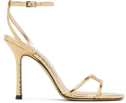 Женские босоножки Jimmy Choo Leo 100 Candy Wrap, золотистые