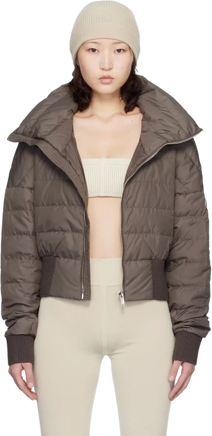 Женский пуховик Moncler + Rick Owens, темно-бежевый