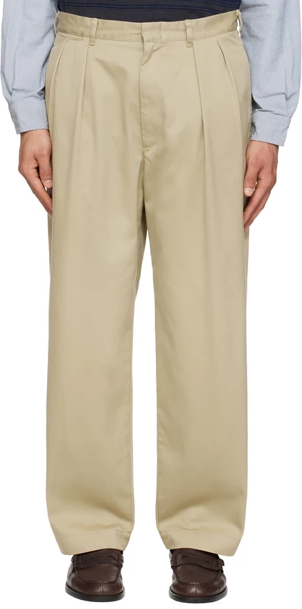 Мужские чиносы Nanamica Double Pleated, хаки