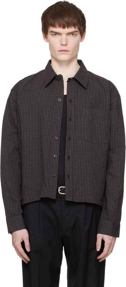 mfpen Brown Priority Shirt dark linen check