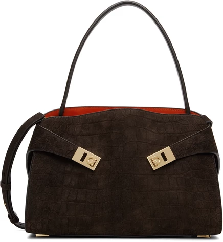 Женская сумка через плечо Ferragamo M Hug Soft, коричневая