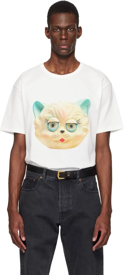 Мужская футболка Valentino Le Chat, цвета слоновой кости