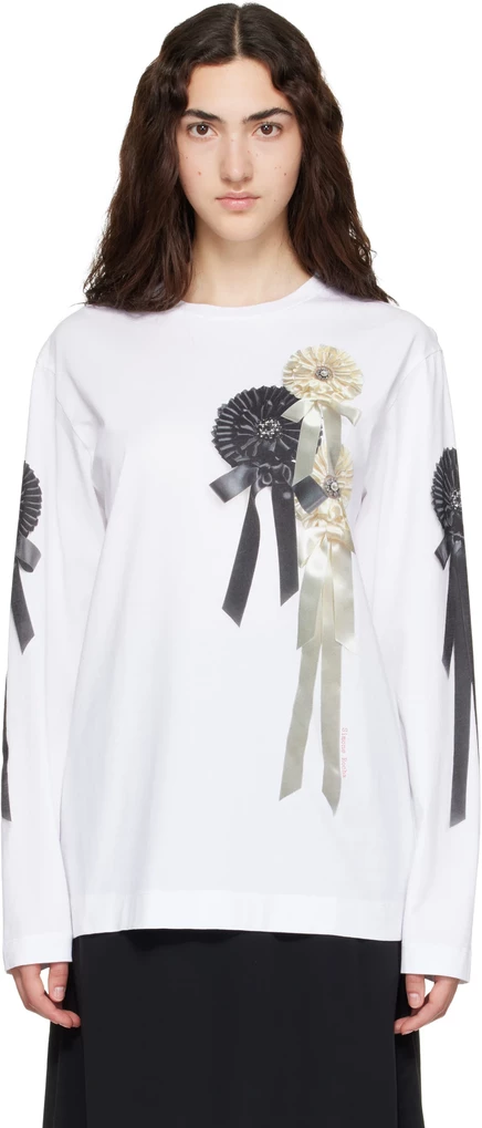 Женский лонгслив Simone Rocha Ribbon Rosette, белый