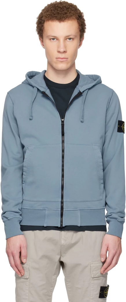 Мужское худи Stone Island 6100061 из органического хлопка, синее