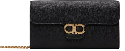 Женский мини-клатч Ferragamo Double Gancini, черно-красный