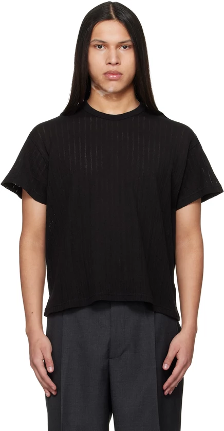 mfpen Black Ornament T-shirt black lace stripe
