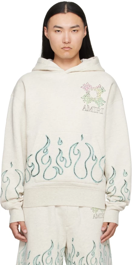 Мужское худи Amiri MA Quad Flames, айвори