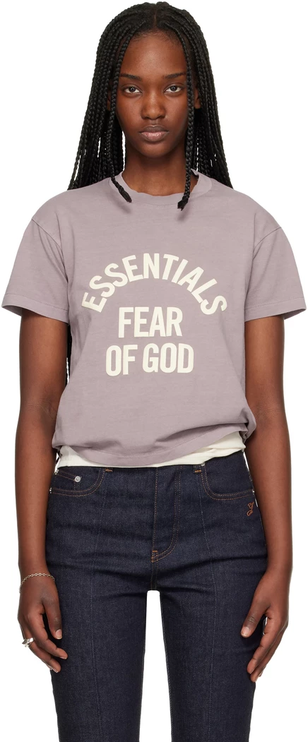 Классическая футболка с коротким рукавом Fear of God ESSENTIALS Purple Campus выцветшего лилового цвета