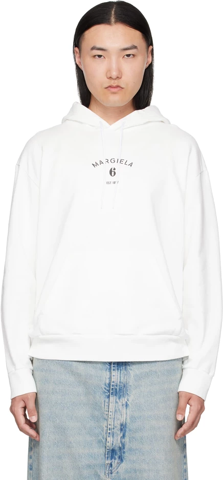 Мужское худи MM6 Maison Margiela Logo, молочно-белое