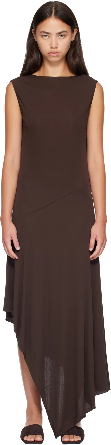 Женское миди-платье ALAÏA Backless, темно-коричневое