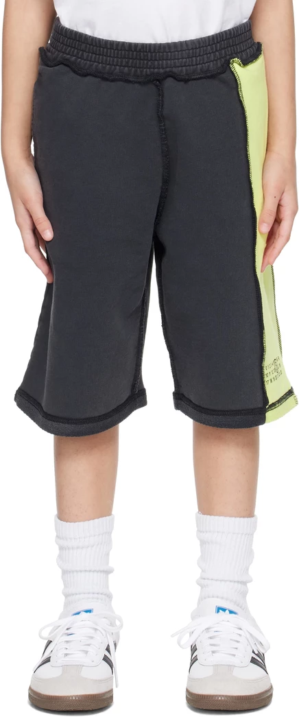Детские шорты MM6 Maison Margiela Exposed Seam, черно-желтые