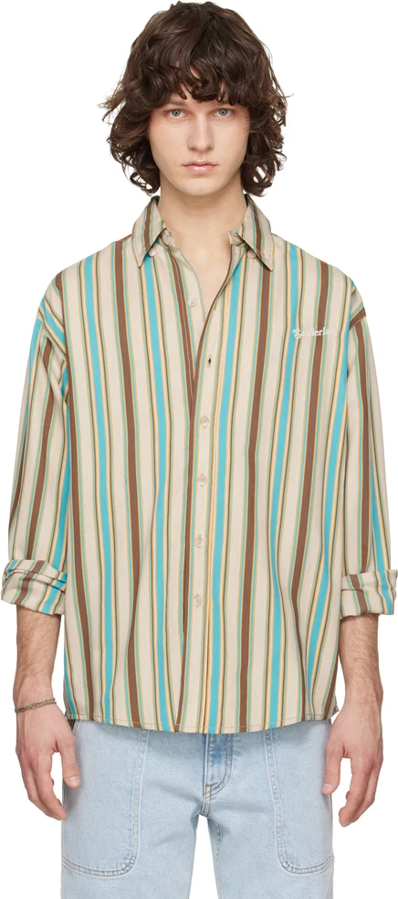 Мужская рубашка Sanderlak Beige Oversized, в полоску
