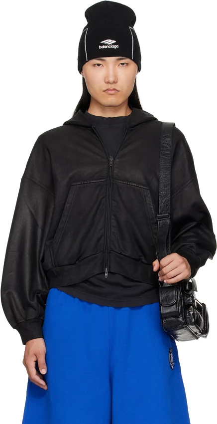 Мужское укороченное худи Balenciaga Cropped, черное