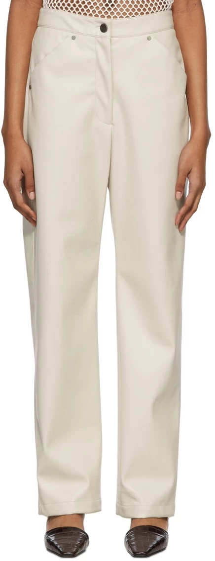 Off-White Vegan Leather Eve Trousers bone