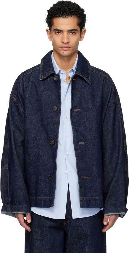 Мужская плотная джинсовая куртка Dries van Noten, индиго