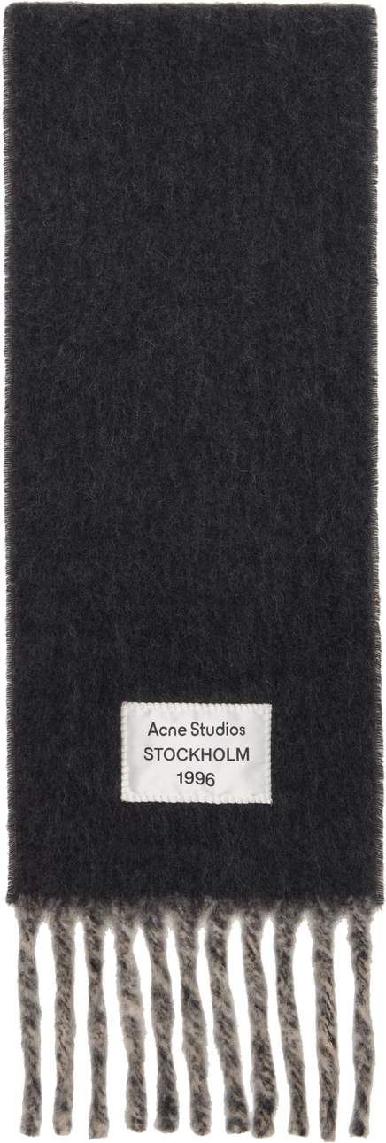 Acne Studios Серо-бежевый двухцветный шарф из альпаки бежевый/серый