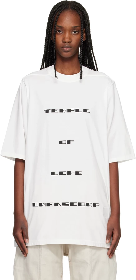 Футболка Rick Owens DRKSHDW Off-White Temple Jumbo S/S молочно-черная