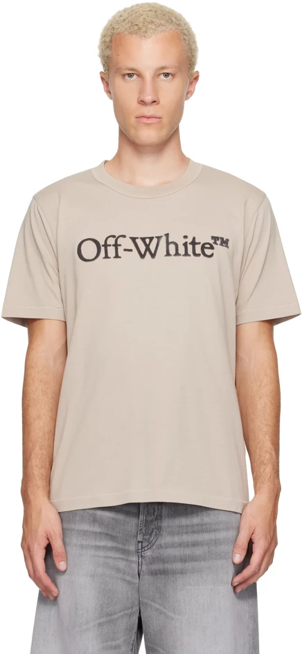 Мужская футболка Off-White Big Bookish, бежевая