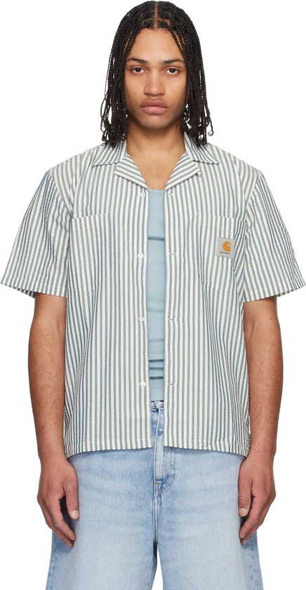 Мужская рубашка Carhartt WIP Leavel Stripe, синяя