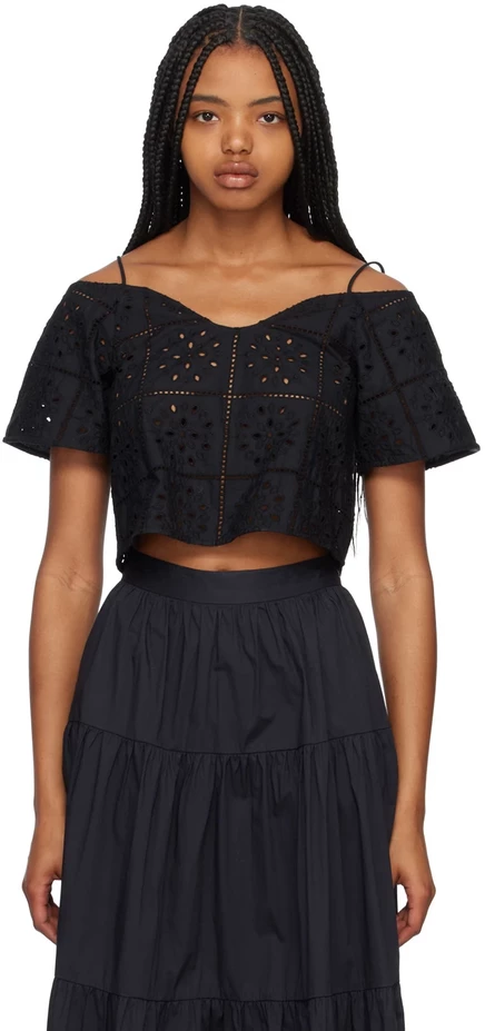 Black Sweetheart Neck Blouse black