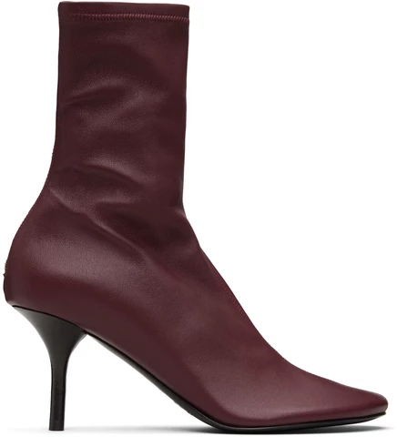 Acne Studios Burgundy Leather Ankle Boots wine red