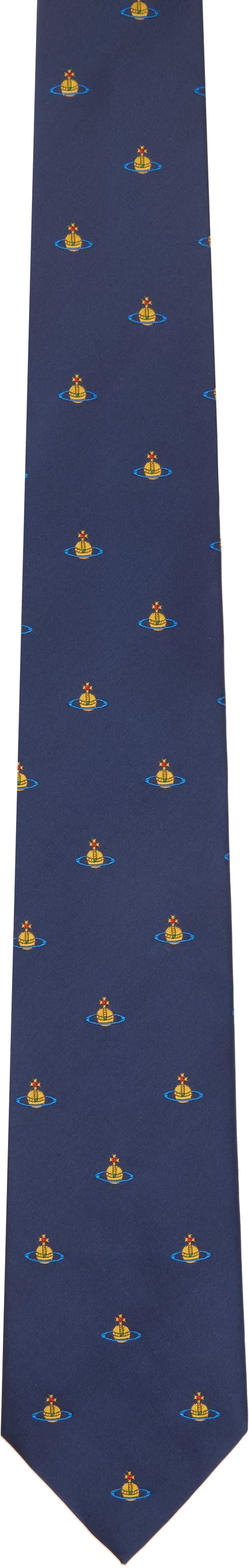 Мужской галстук Vivienne Westwood Orb 8,5 см, тёмно-синий