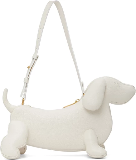Сумка через плечо Thom Browne White Pebble Grain Baby Hector белого цвета