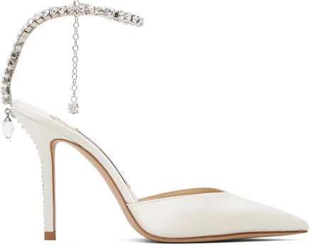Женские туфли Jimmy Choo Saeda 100, айвори с кристаллами