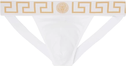 Мужские трусы‑джокстрэп Versace хлопковые, белые