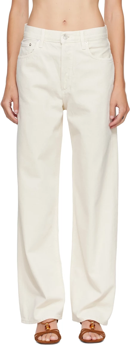 Женские широкие джинсы AGOLDE Low Slung Baggy, молочные