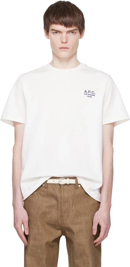 Мужская футболка A.P.C. Rue Madame, белая/темно-синяя