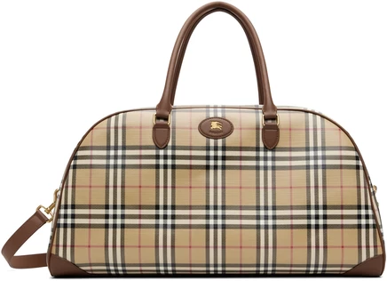 Мужская дорожная сумка Burberry в клетку, бежевая