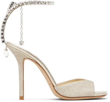 Женские босоножки Jimmy Choo Saeda 100, платиновый лед/кристалл