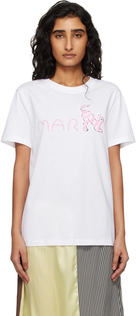 Женская футболка Marni с котом, белая