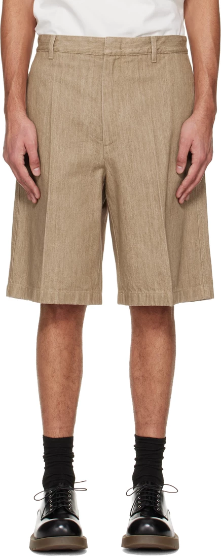 Бежевые легкие джинсовые шорты Jil Sander barley