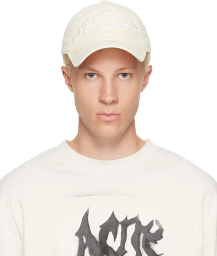 Мужская кепка Acne Studios с вышитым логотипом, бежевая