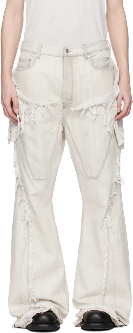 Мужские джинсы Rick Owens DRKSHDW Slivered Bootcut, молочные