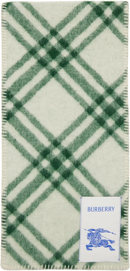 Женский шарф Burberry Green Check из шерсти, зеленый