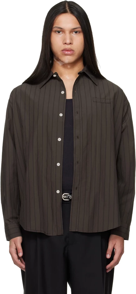 mfpen Brown Essay Shirt dark brown triple stripe