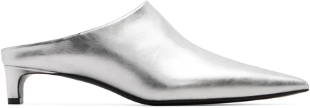 Серебристые каблуки Jil Sander Mule небесно-серого цвета