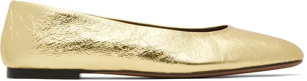 Женские балетки The Row Gold Square лакированные, золотые